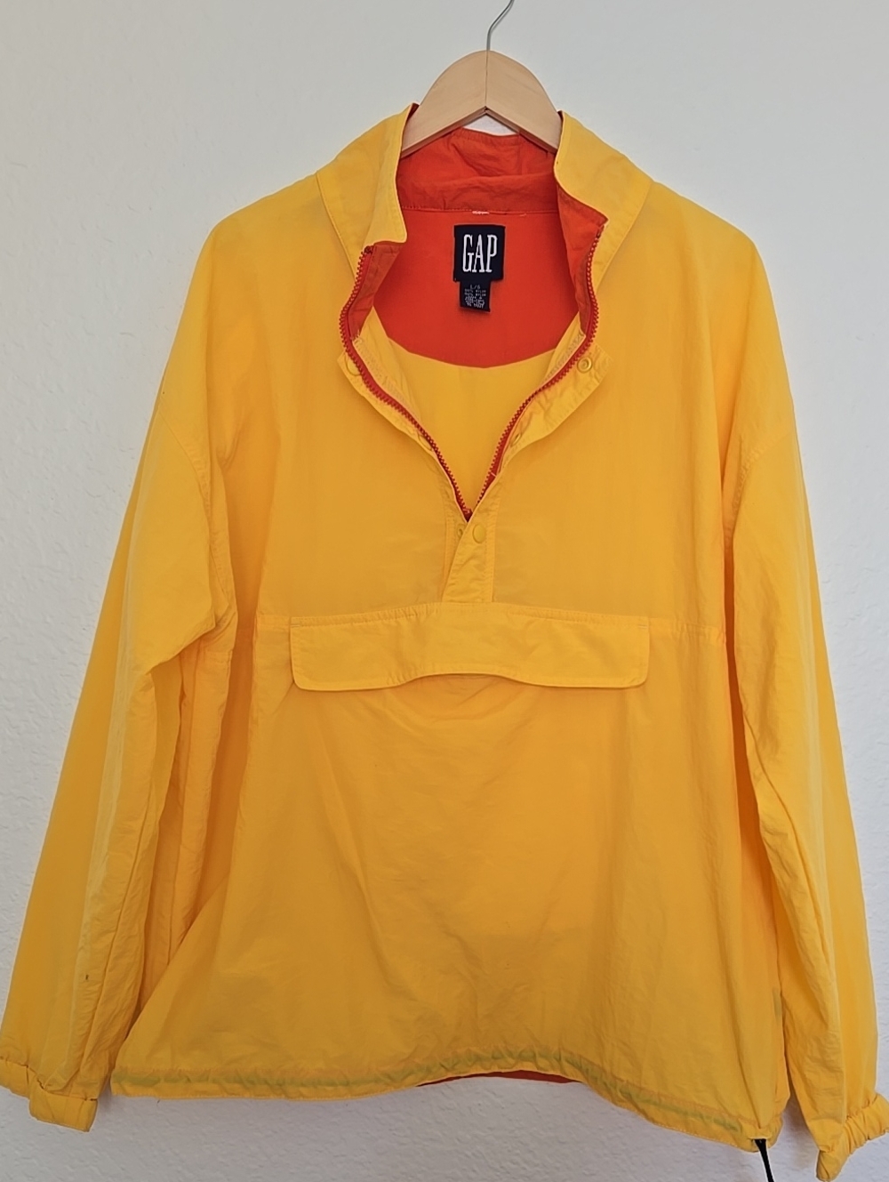GAP Yellow Half-Zip Anorak Pullover with Adjustable Hem Windbreaker Lightweight